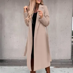 Hvyesh Women's Wool Blend Trench Winter Jackets Mid Long Warm Pea Coats Dressy Casual Double Breasted Overcoat with Pockets