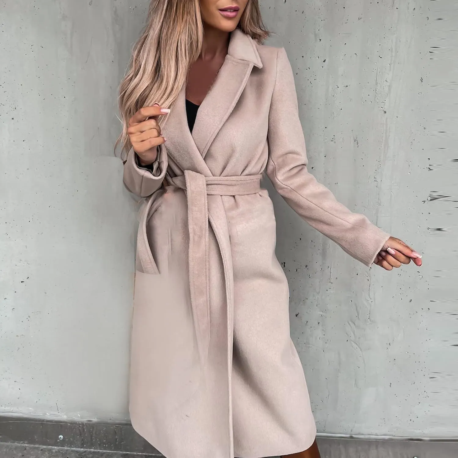 Hvyesh Women's Wool Blend Trench Winter Jackets Mid Long Warm Pea Coats Dressy Casual Double Breasted Overcoat with Pockets