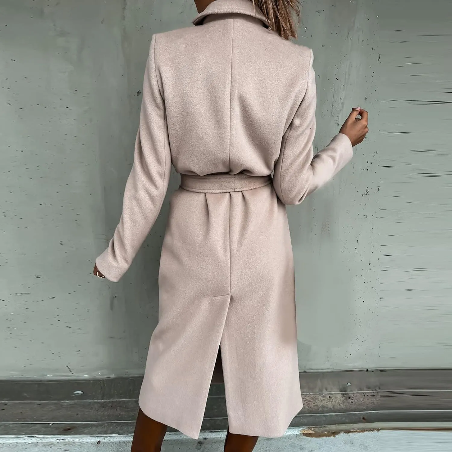 Hvyesh Women's Wool Blend Trench Winter Jackets Mid Long Warm Pea Coats Dressy Casual Double Breasted Overcoat with Pockets