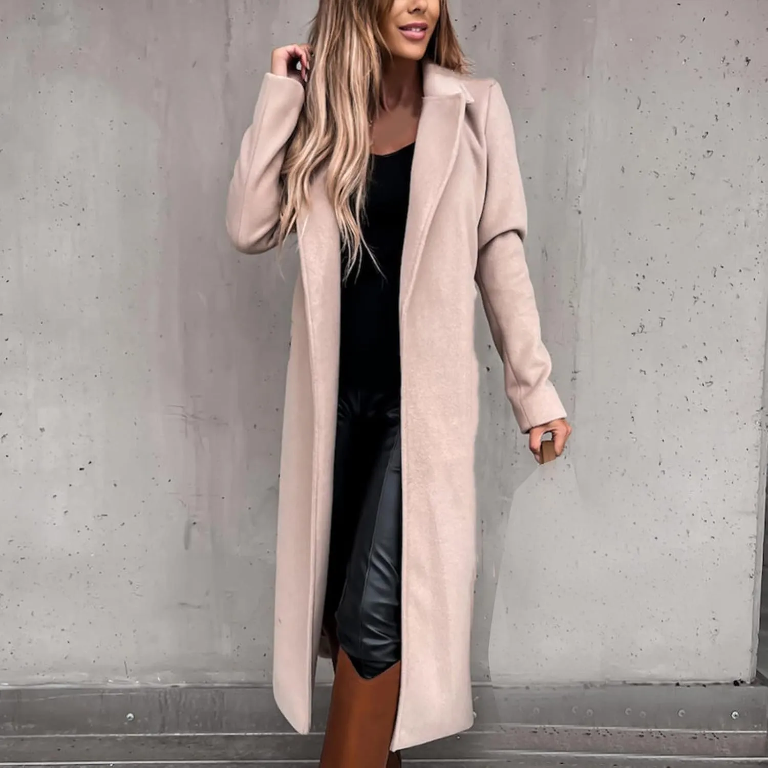 Hvyesh Women's Wool Blend Trench Winter Jackets Mid Long Warm Pea Coats Dressy Casual Double Breasted Overcoat with Pockets
