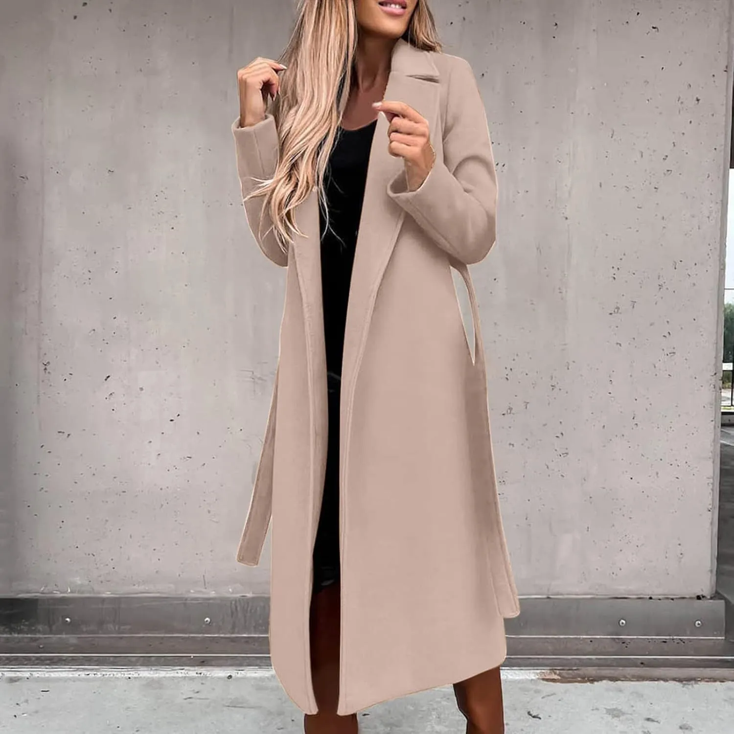 Hvyesh Women's Wool Blend Trench Winter Jackets Mid Long Warm Pea Coats Dressy Casual Double Breasted Overcoat with Pockets