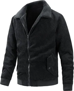 JEShifangjiusu Men'S Corduroy Sherpa Trucker Jacket Vintage Casual Jacket Sport Coat Thicked Full Zip Loose Fit Outwear