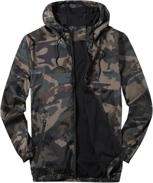 JEShifangjiusu Men's Full Zip Windbreaker Jacket Lightweight Water-Resistant Waterproof Coat Casual Breathable Bomber Jacket