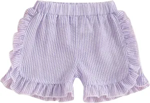 Karuedoo Toddler Baby Girl Shorts Casual Summer Gingham Plaid/Seersucker Elastic Waist Ruffle Hem Shorts Bottoms