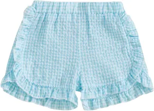 Karuedoo Toddler Baby Girl Shorts Casual Summer Gingham Plaid/Seersucker Elastic Waist Ruffle Hem Shorts Bottoms