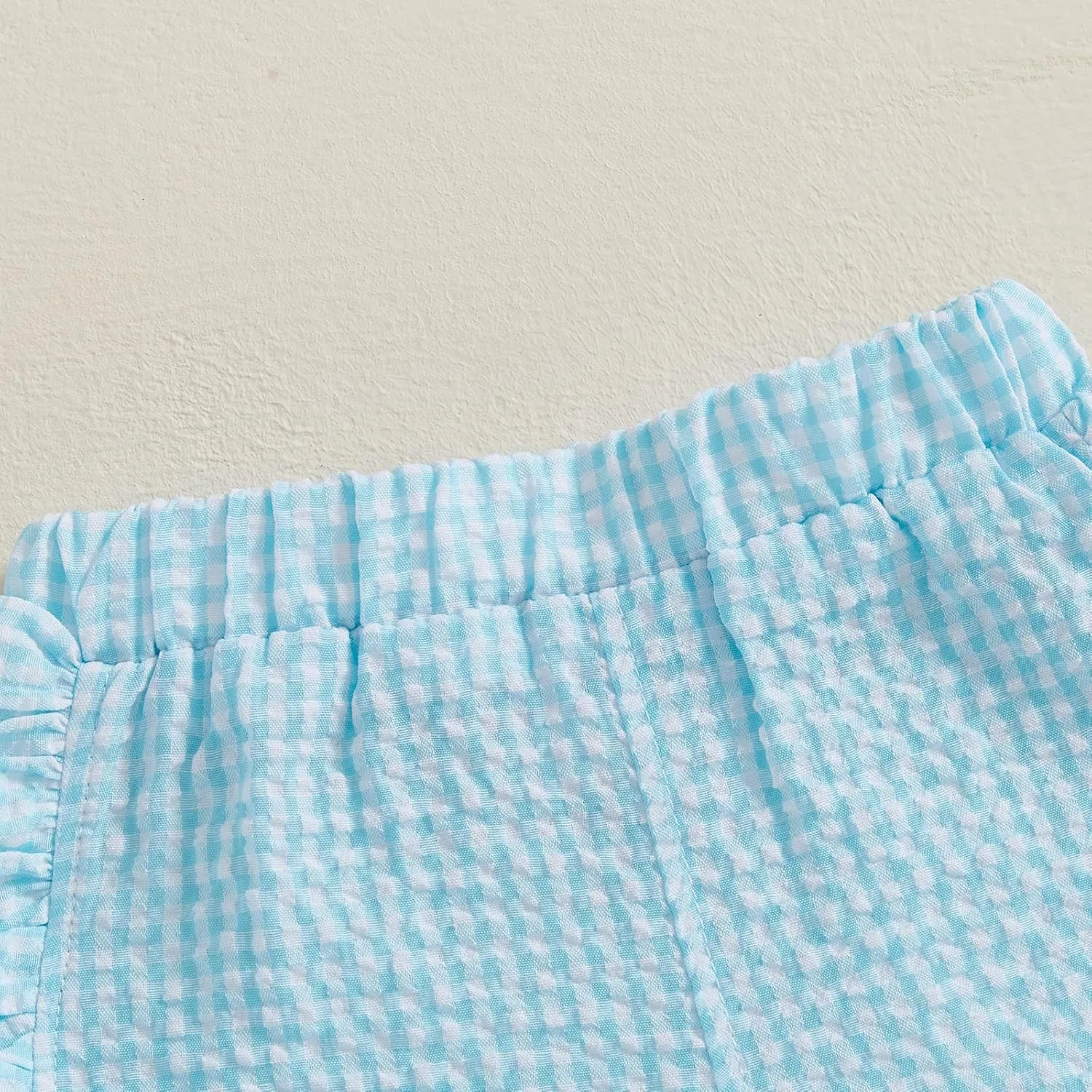 Karuedoo Toddler Baby Girl Shorts Casual Summer Gingham Plaid/Seersucker Elastic Waist Ruffle Hem Shorts Bottoms