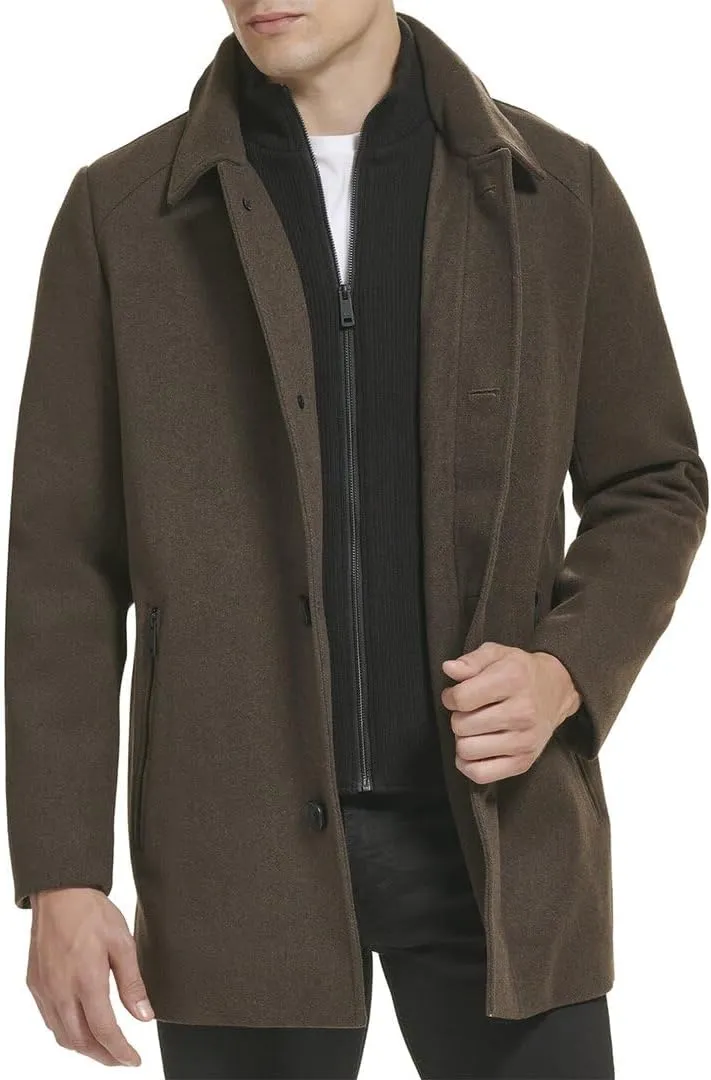 Kenneth Cole Men's Double Breasted Bib Peacoat
