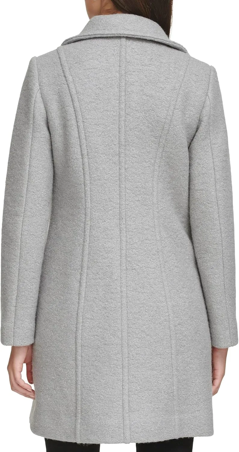 Kenneth Cole Women's Asymmetrical Zip Wool Boucle Coat
