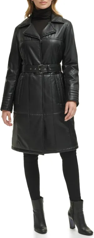 Kenneth Cole Women's Belted Notch Collar Coat