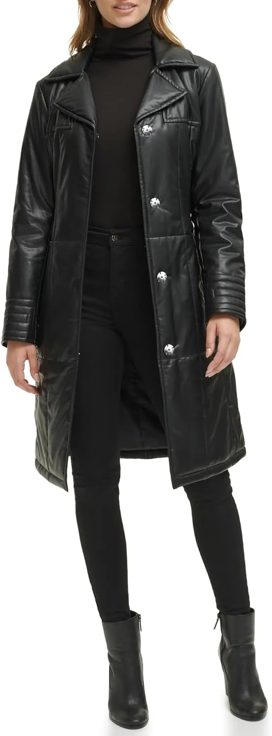 Kenneth Cole Women's Belted Notch Collar Coat