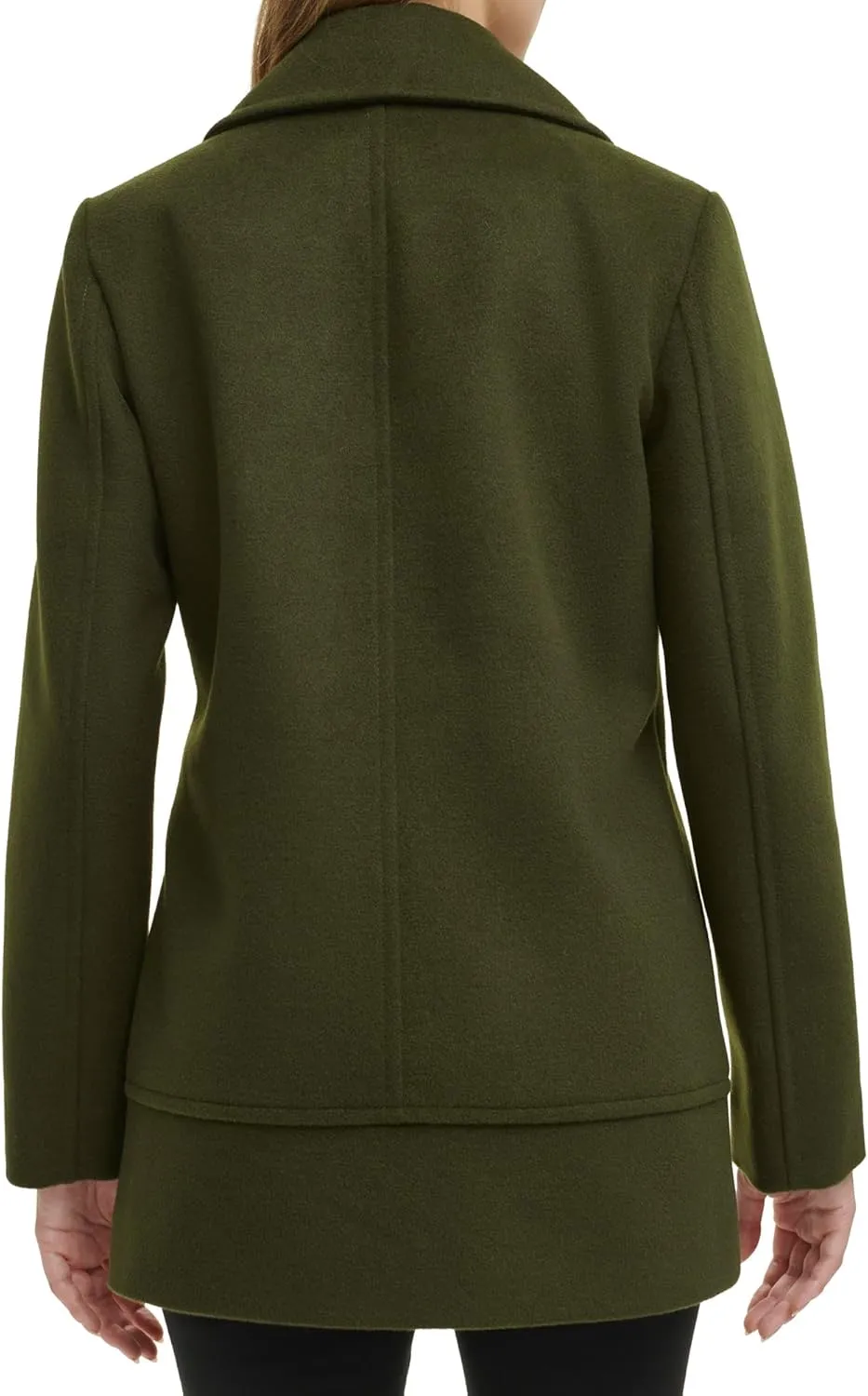 Kenneth Cole Women's Double Breast Notch Collar Button Details Wool Coat