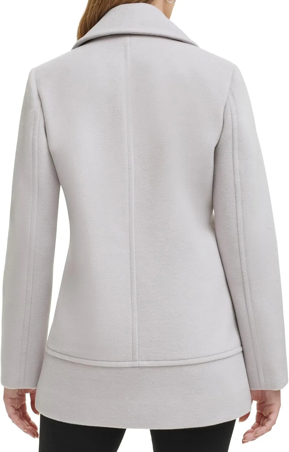 Kenneth Cole Women's Double Breast Notch Collar Button Details Wool Coat