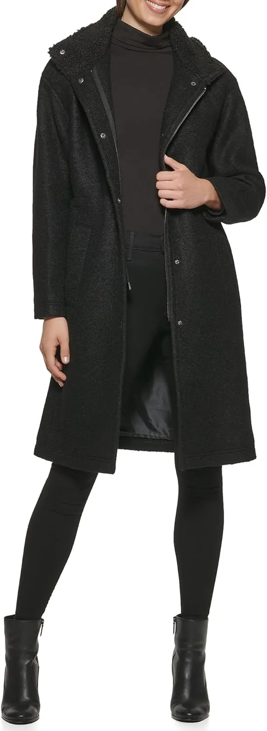 Kenneth Cole Women's Full Length Maxi Hooded Wool Coat