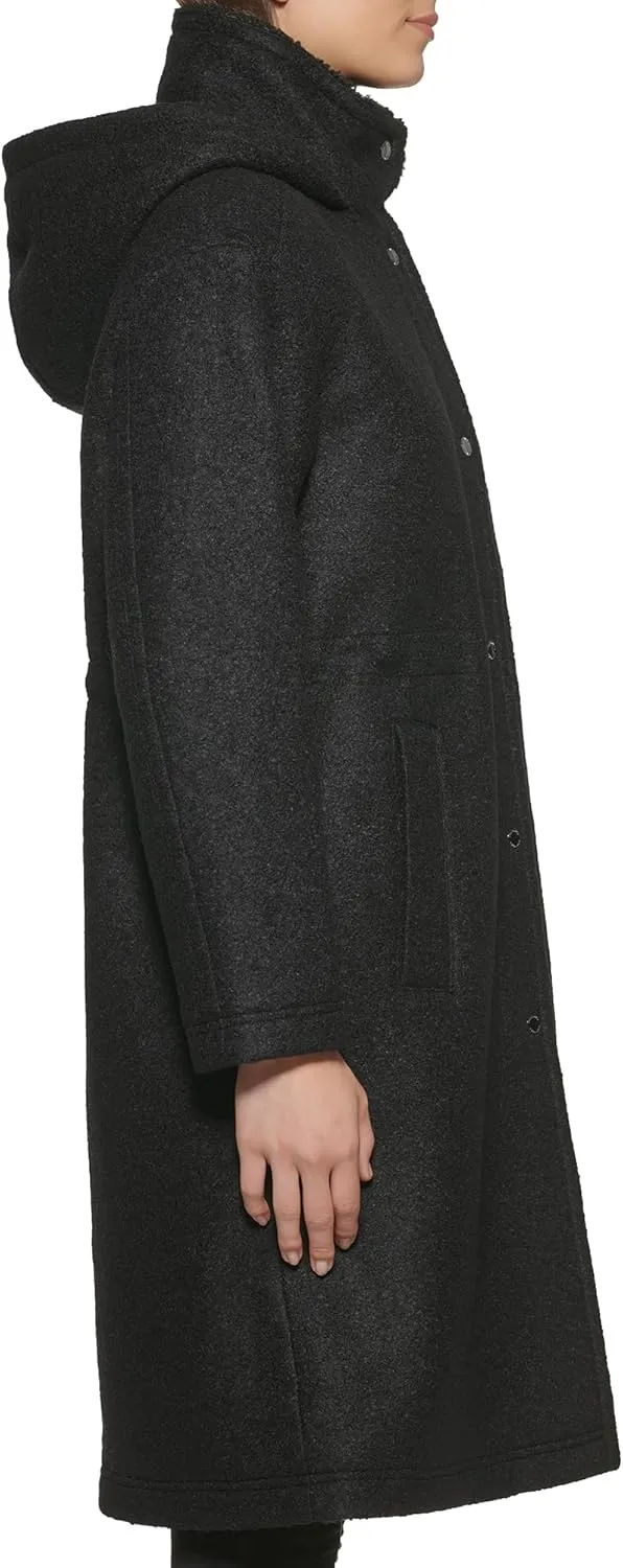 Kenneth Cole Women's Full Length Maxi Hooded Wool Coat