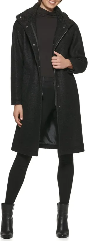 Kenneth Cole Women's Full Length Maxi Hooded Wool Coat
