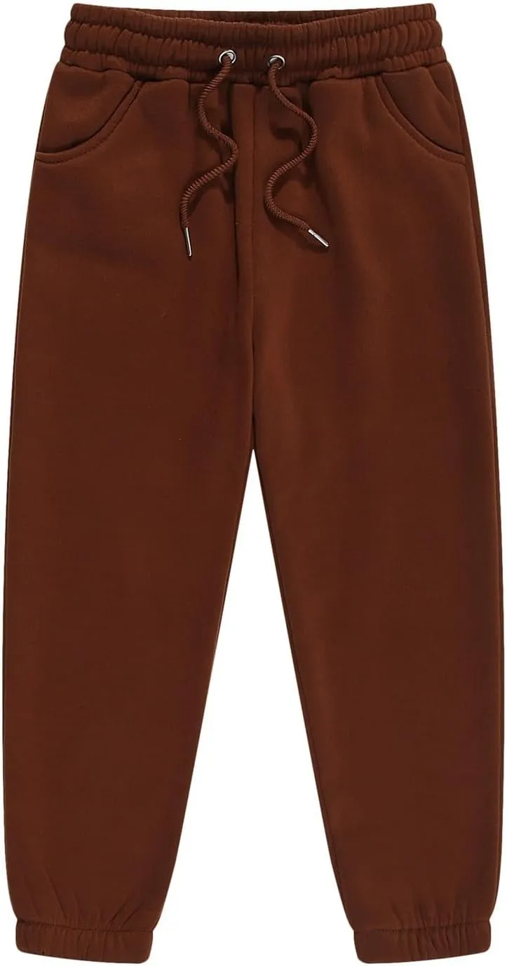 Kids Unisex Solid Cotton Sweatpants Toddler Elastic Waist Active Bottoms Baggy Soft Athletic Trousers Jogger Pants