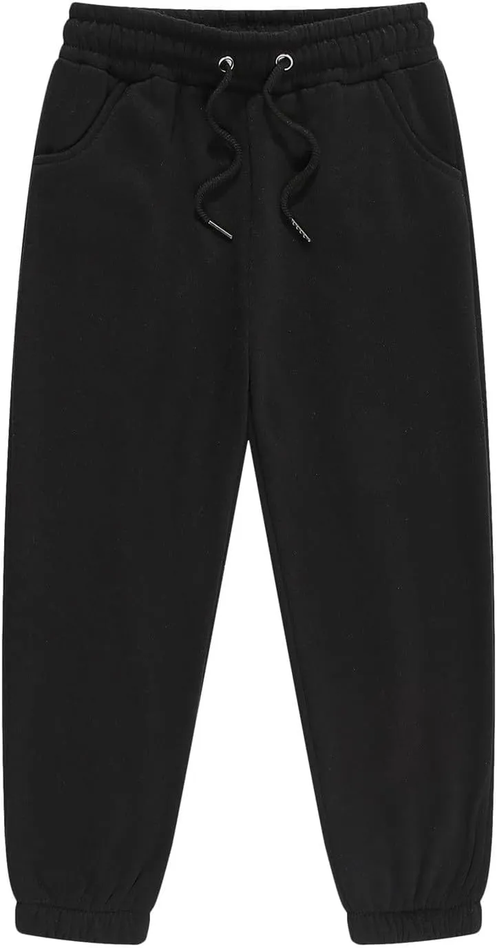 Kids Unisex Solid Cotton Sweatpants Toddler Elastic Waist Active Bottoms Baggy Soft Athletic Trousers Jogger Pants