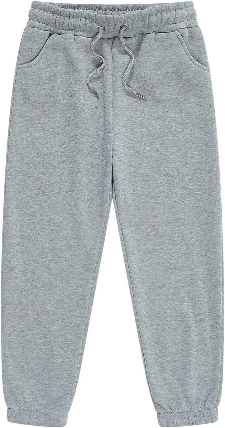 Kids Unisex Solid Cotton Sweatpants Toddler Elastic Waist Active Bottoms Baggy Soft Athletic Trousers Jogger Pants