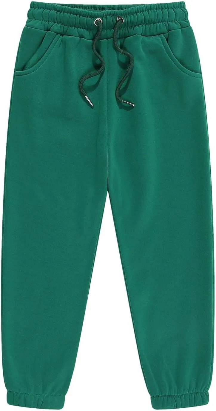Kids Unisex Solid Cotton Sweatpants Toddler Elastic Waist Active Bottoms Baggy Soft Athletic Trousers Jogger Pants
