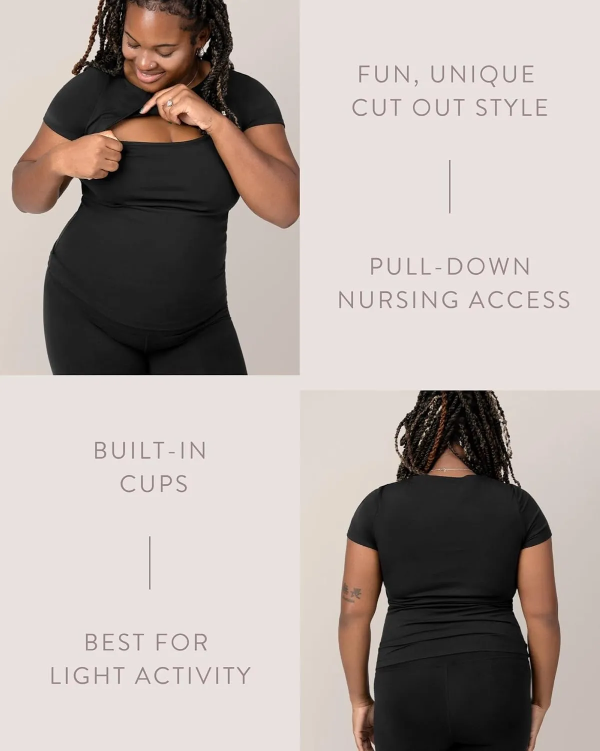 Kindred Bravely Luna Active Cut Out Nursing Top | Maternity Top for Breastfeeding, Pumping