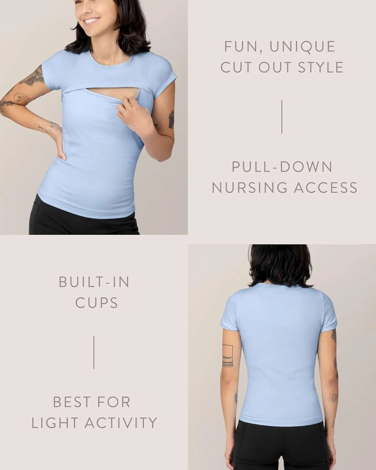 Kindred Bravely Luna Active Cut Out Nursing Top | Maternity Top for Breastfeeding, Pumping
