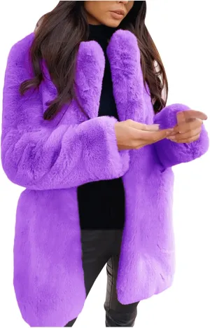 LCMTWX Fleece Cropped Jacket Faux Fur Winter Solid Turn Down Collar Coat Jacket Outerwear Warm Outerwear Fall Winter Fur