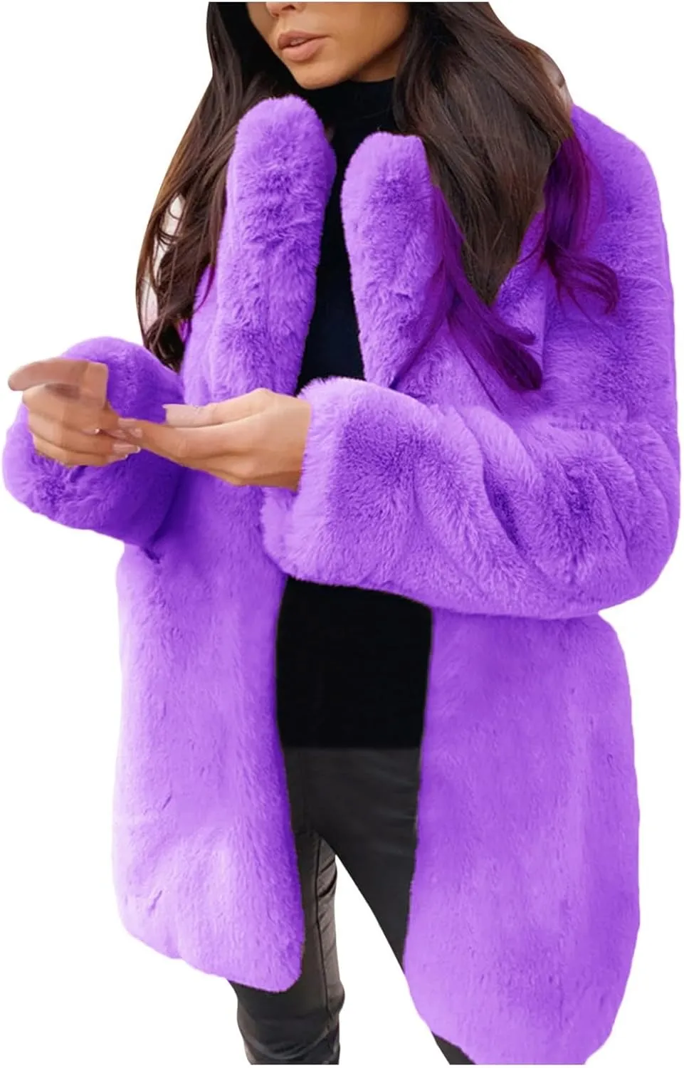 LCMTWX Fleece Cropped Jacket Faux Fur Winter Solid Turn Down Collar Coat Jacket Outerwear Warm Outerwear Fall Winter Fur