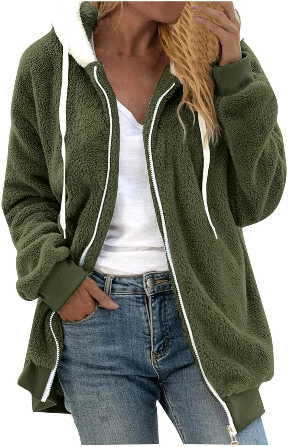 LCMTWX Fuzzy Shaggy Teddy Coats Jacket Coat Fleece Thickening Plus Size Coat Jacket Casual Plus Size Loose Wool Coats for