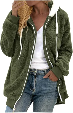 LCMTWX Fuzzy Shaggy Teddy Coats Jacket Coat Fleece Thickening Plus Size Coat Jacket Casual Plus Size Loose Wool Coats for