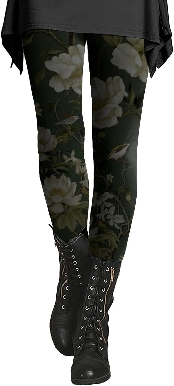 Leggings for Women with Pockets Tummy Control Patterned Work Pants for Women Workout Bottoms for Women