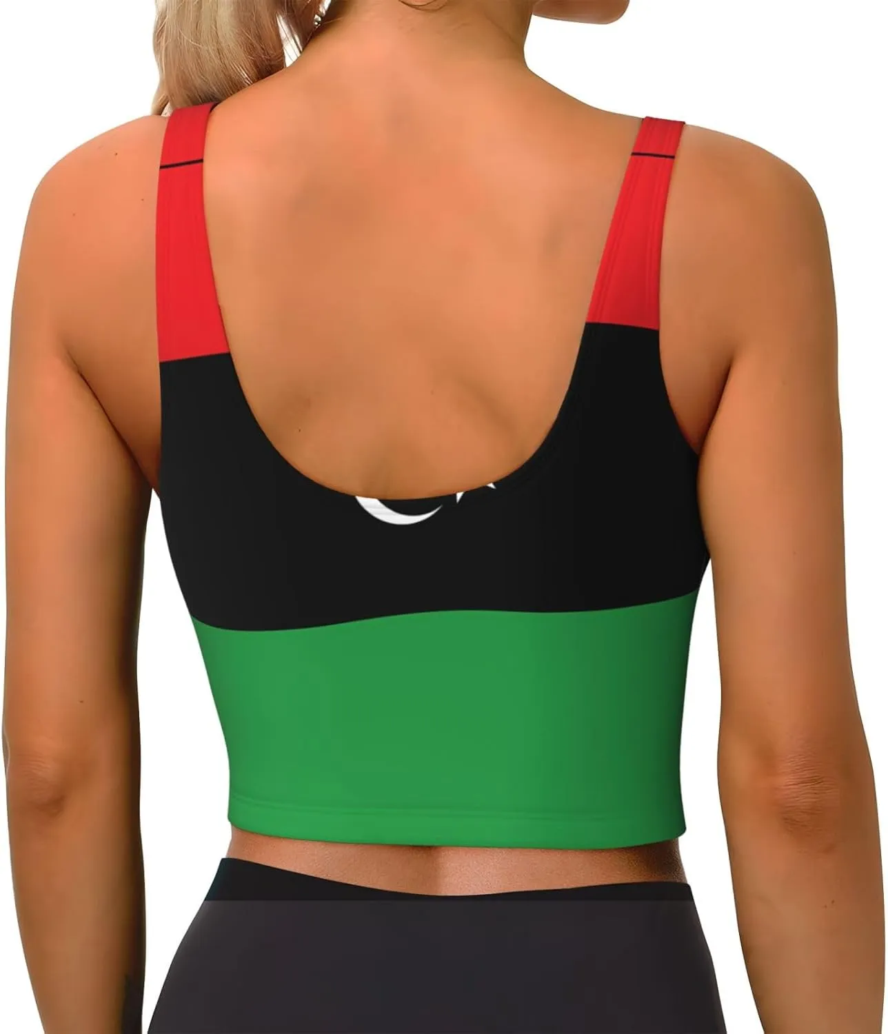 Libyan Flag Women's Sexy Sports Vest Sleeveless Athletic Gym T-Shirts Vest U-Shaped Back Quick Dry Top