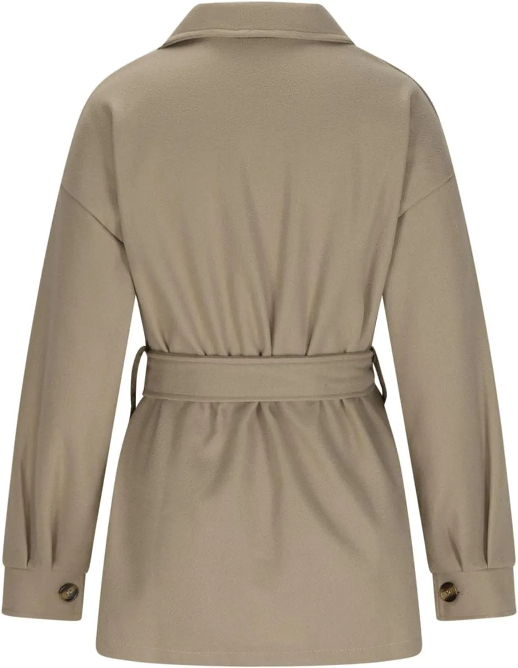 Lmdudan Women Long Sleeve Elegant Woolen Jacket Solid Color Lapel Button Down Coat Overcoat Casual Comfy Fashion Trench Coats