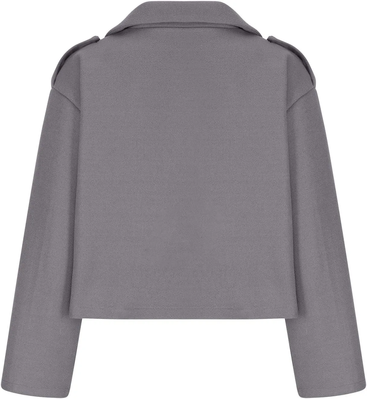 Lmdudan Women's Cropped Wool Blend Coat Notch Lapel Blazer Jacket Business Casual Winter Crop Pea Coat Cardigan Tops