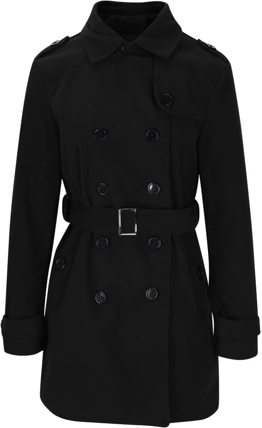 Lmdudan Women's Oversized Trench Coat Long Double Breasted Peacoat Outerwear Knee Length Loose Jacket Coats with Pockets