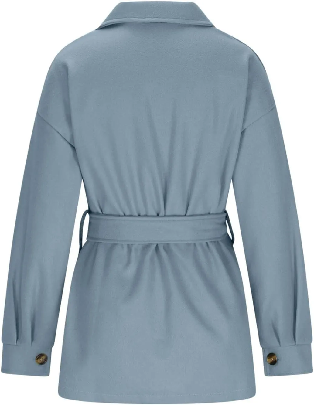 Lmdudan Womens Wool Blend Shacket Jacket Oversized Long Sleeve Button Down Jackets Solid Color Cardigan Outwear with Pocket