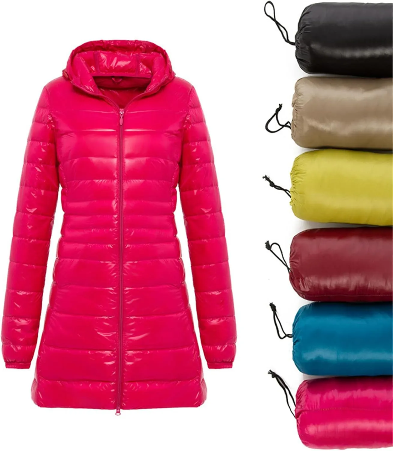Long Puffer Coat Women Winter Packable Down Jacket Hooded Plus Size Ultralight Long Down Coats Warm Parka Maxi Outwear