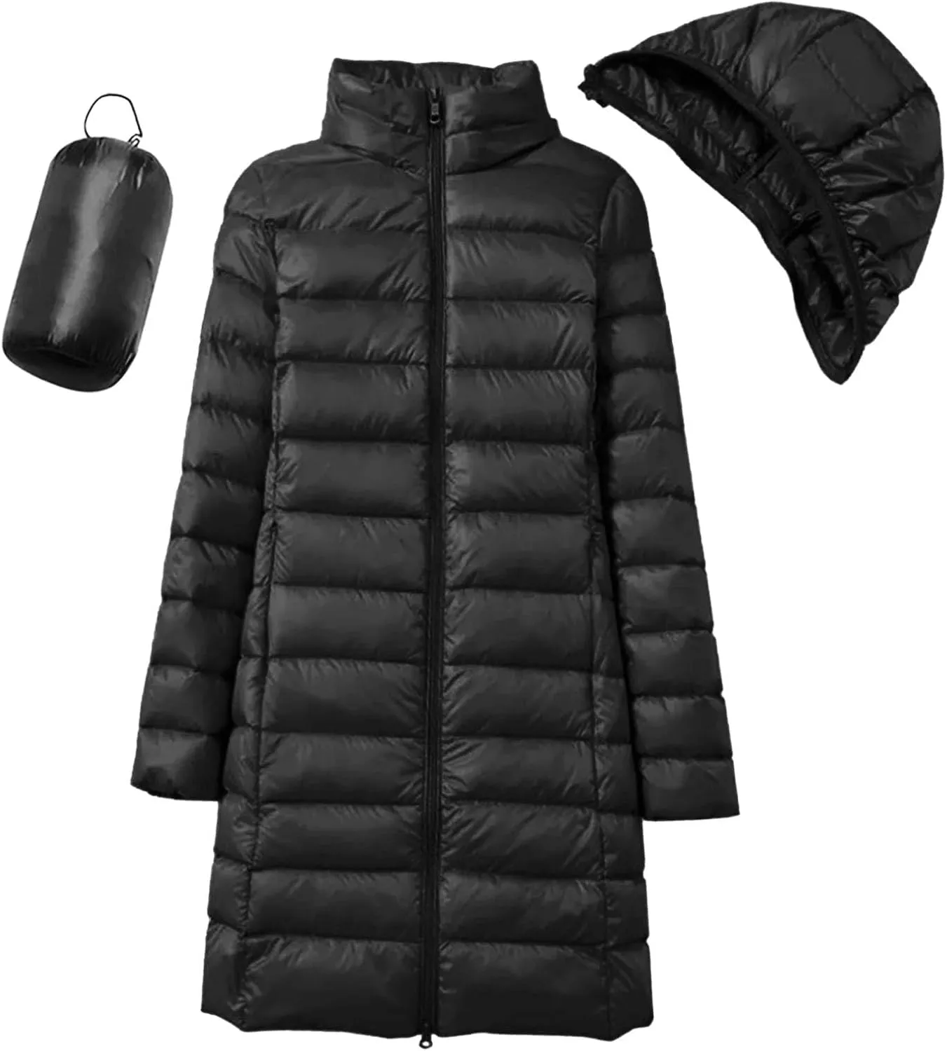 Long Puffer Jackets for Women Winter Warm Down Jackets Lightweight Removable Hood Thickened Puffer Quilted Coats