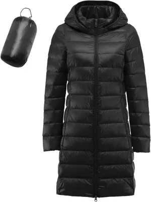 Long Puffer Jackets for Women Winter Warm Down Jackets Lightweight Removable Hood Thickened Puffer Quilted Coats