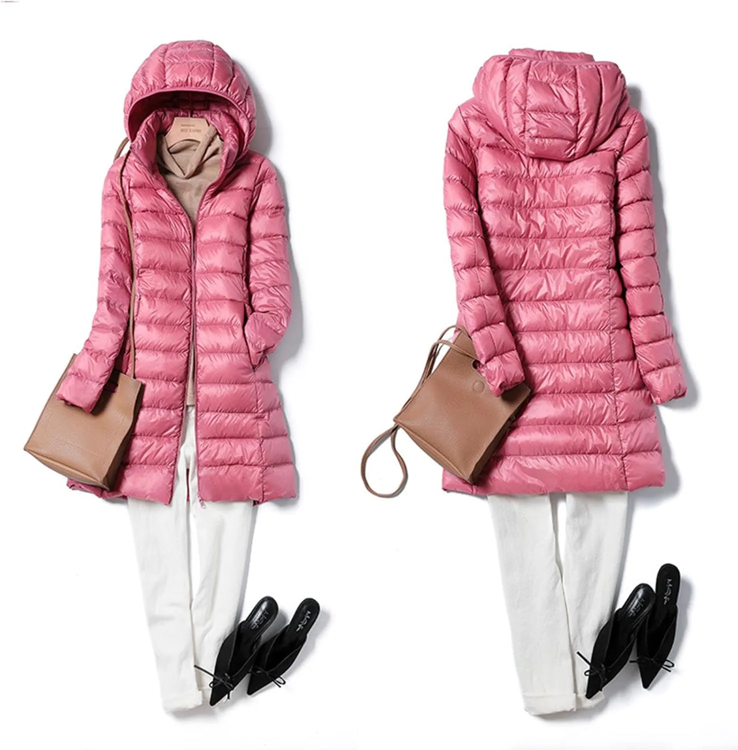 Long Puffer Vest Women Winter Ultra Light Long Down Vest Womens Outerwear Lightweight Quilted Jacket Down Coats