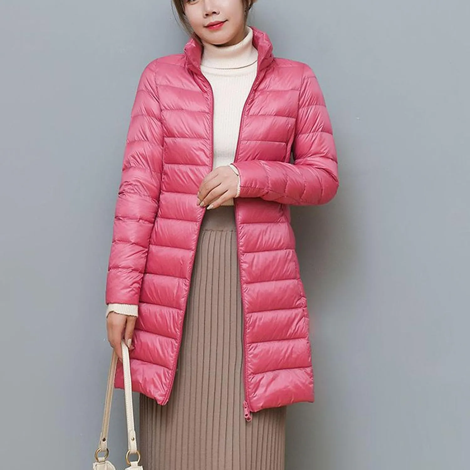 Long Puffer Vest Women Winter Ultra Light Long Down Vest Womens Outerwear Lightweight Quilted Jacket Down Coats
