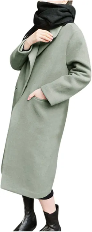 Long Trench Coats for Women Winter Jackets Wool Blend Pea Coats Trendy Notched Lapel Overcoats Warm Jacket