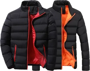 Maiyifu-GJ 2 Pack Men's Winter Puffer Jacket Lightweight Warm Windproof Down Coats Quilted Thicken Padded Coat Outerwear