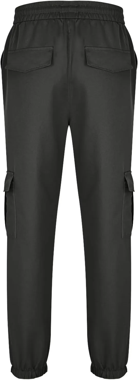 Men's Cargo Pants Joggers Drawstring Waist Multi Pocket Bottoms Loose Fit for Streetwear Gym or Travel