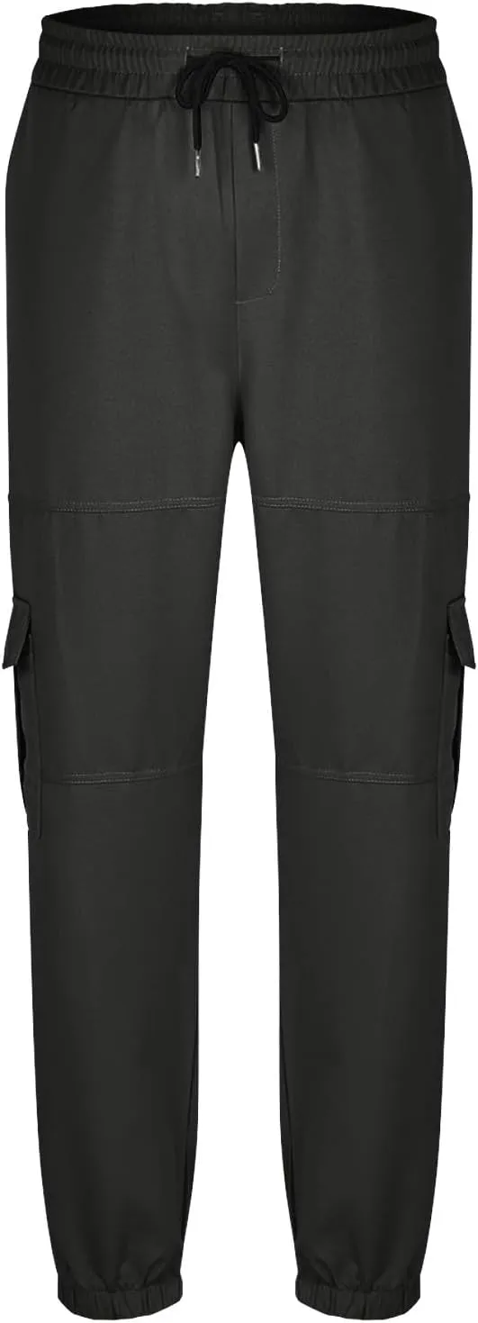 Men's Cargo Pants Joggers Drawstring Waist Multi Pocket Bottoms Loose Fit for Streetwear Gym or Travel