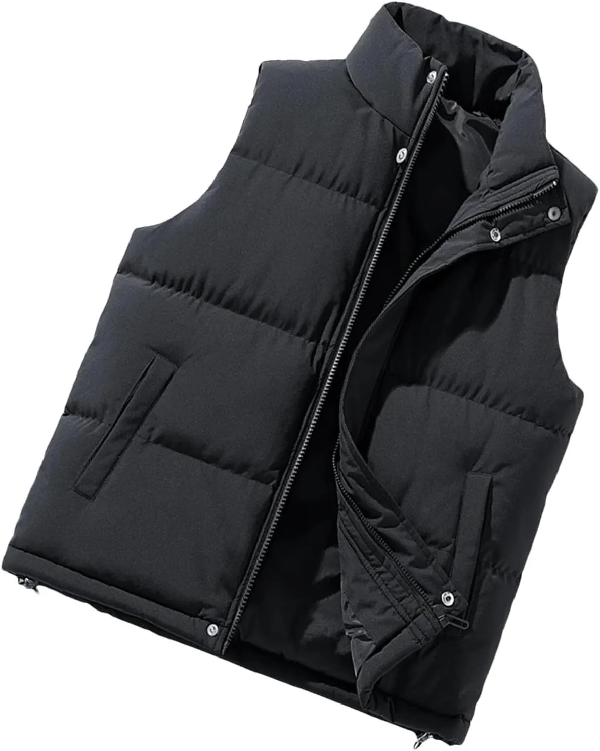Men's Down Vest Jacket Slim Fit Stand Collar Sleeveless Puffer Jackets Casual Hiking Travel Running Waistcoat