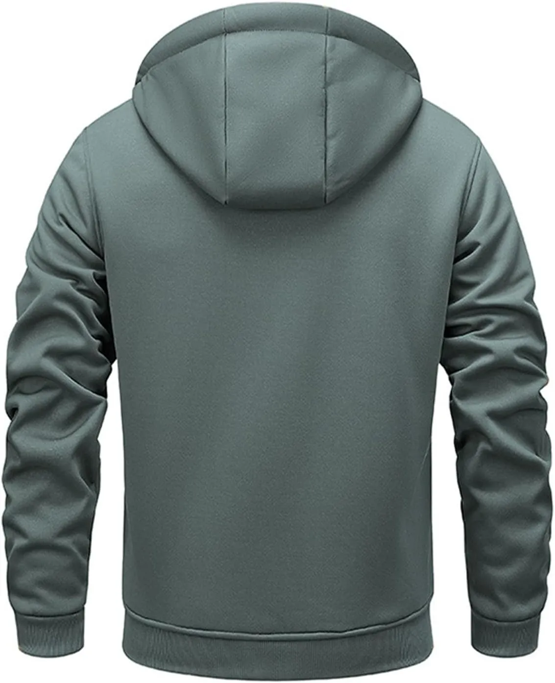 Men's Fall Winter Sherpa Coat Fleece Lined Long Sleeve Zip Up Outerwear Casual Warm Solid Drawstring Hooded Jacket