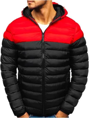 Men's Hooded Puffer Jacket Water-Resistant Winter Coat Windproof Padded Puffy Coat Zipper Down Jacket Trendy Outwear