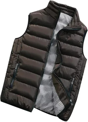 Men's Padded Cotton Puffer Vest Winter Sleeveless Jacket Coat Thick Warm Quilted Outerwear Oversized Vest Puffer
