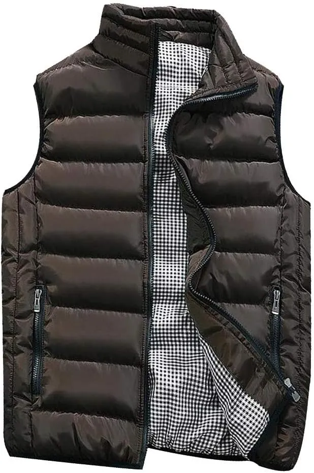 Men's Padded Cotton Puffer Vest Winter Sleeveless Jacket Coat Thick Warm Quilted Outerwear Oversized Vest Puffer