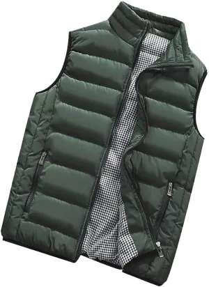 Men's Padded Cotton Puffer Vest Winter Sleeveless Jacket Coat Thick Warm Quilted Outerwear Oversized Vest Puffer